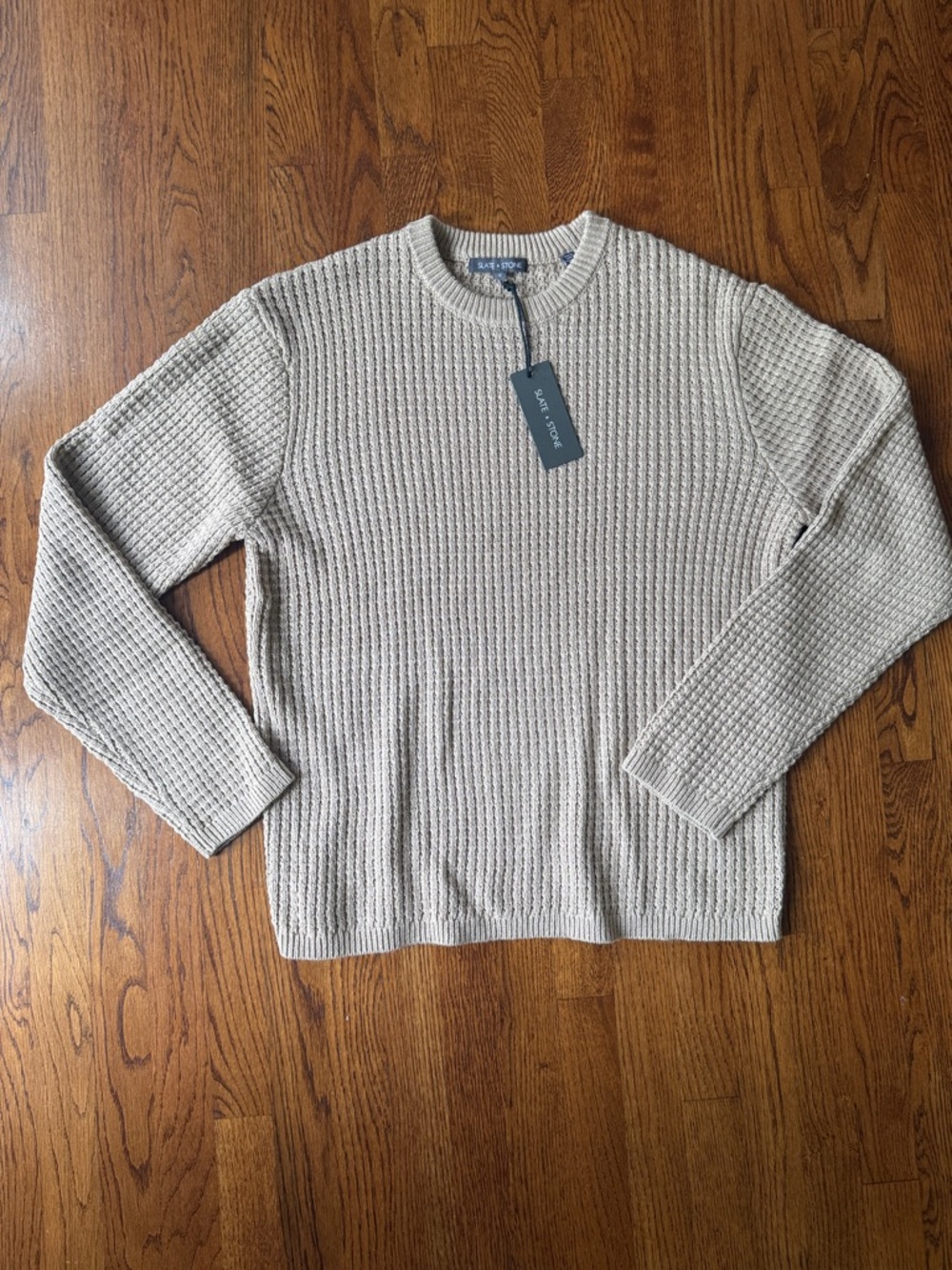 Slate & Stone Beige Waffle Knit Crewneck Sweater